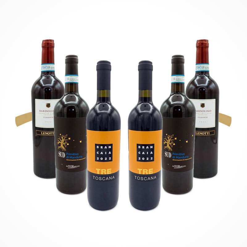 Rotweinauswahl aus Italien, unkomplizierte Wein, angenehm zu Trinken. Solo und als Begleiter